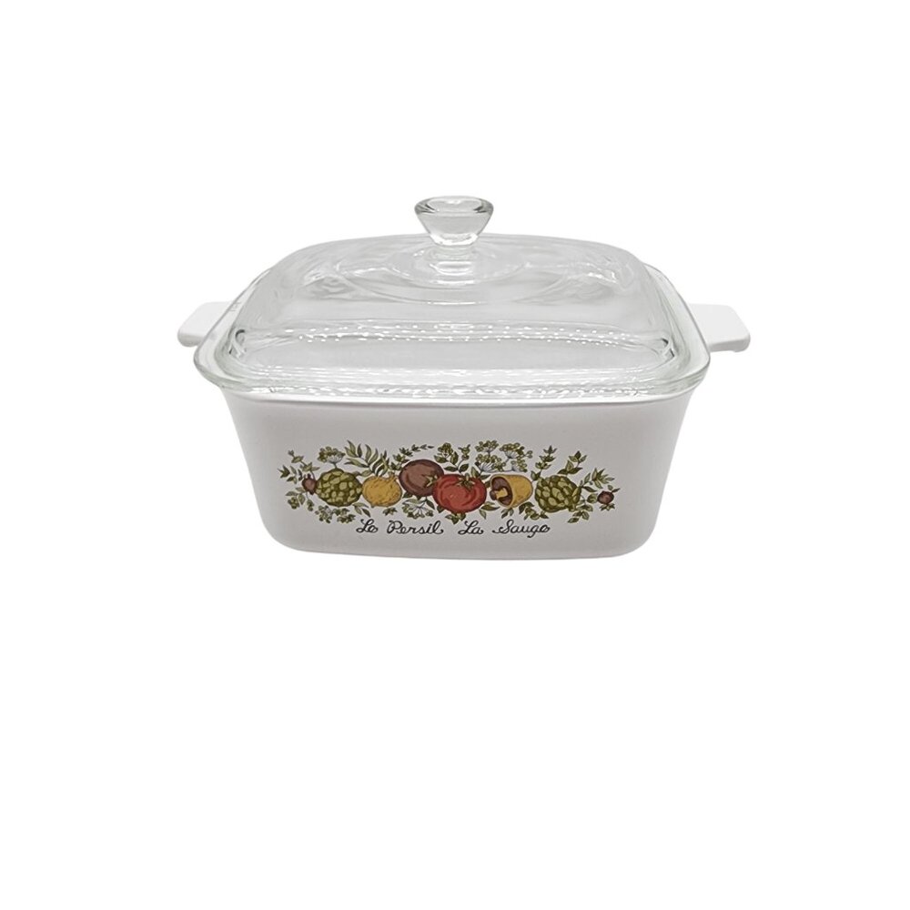 Corning "Spice O’ Life" Rectangular Loaf Pan with Lid 1-1/2 Quart P-4-B
